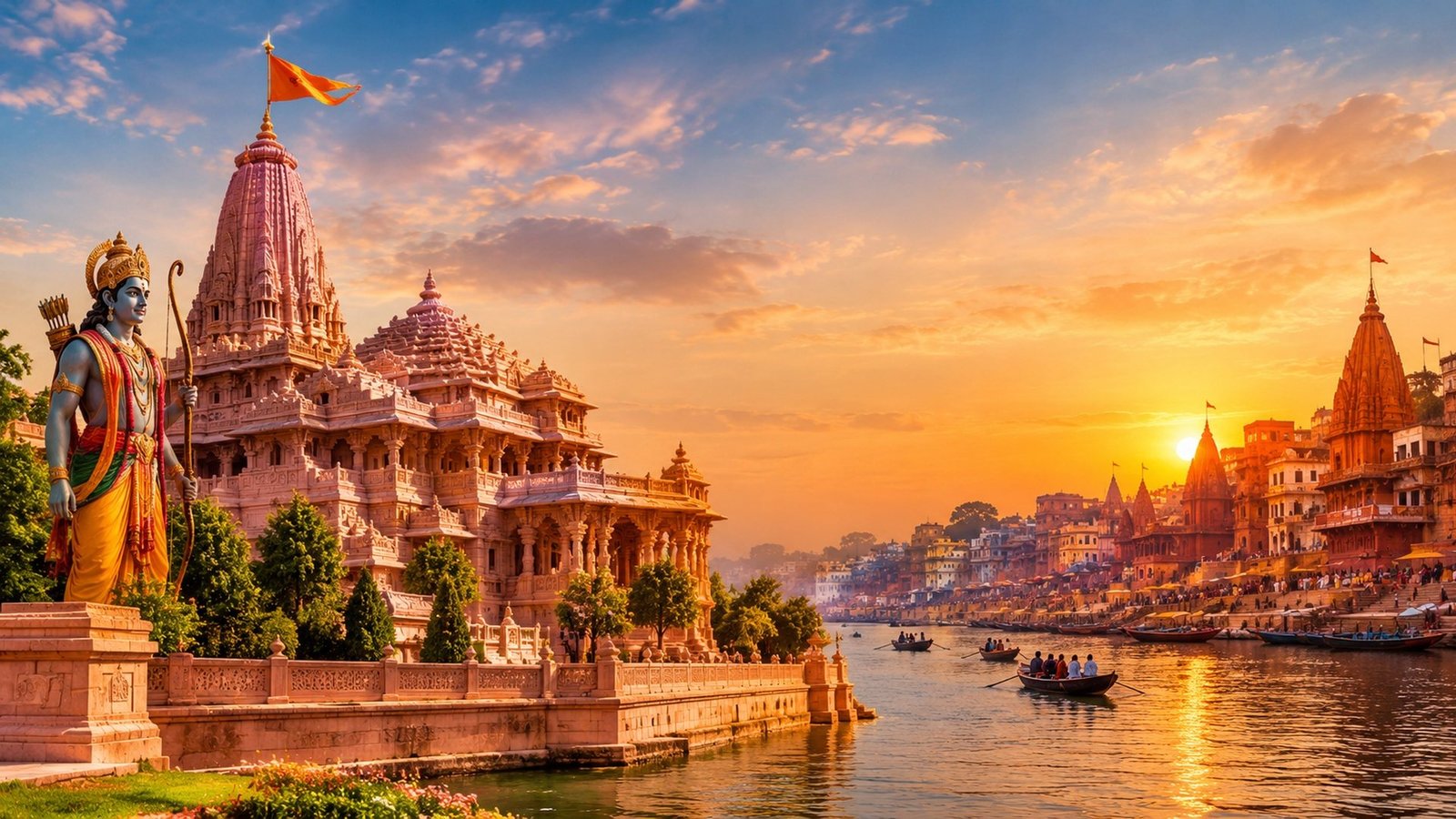 Indian temple at sunrise